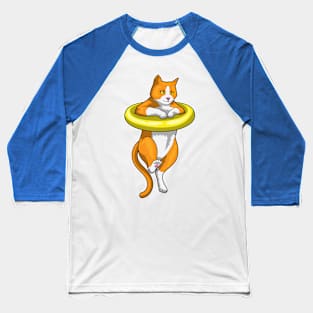 Cat Swimming Swim ring Baseball T-Shirt